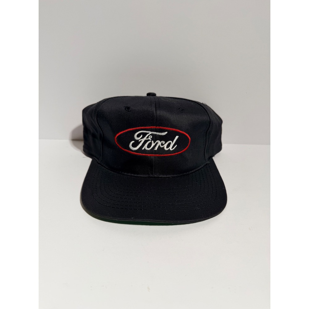 Vintage Ford Hat Mens OSFA Black Snapback Green Underbrim Embroidered Logo